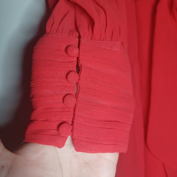 Chic Red Embroidered Mini Dress - Picture 2 of 11